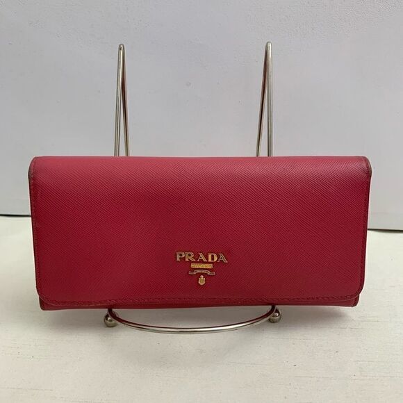 💥AUTHENTIC💥Prada Saffiano Leather Long Wallet Pink - Picture 1 of 8